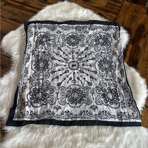 Elegant Black and White Floral Bandana
